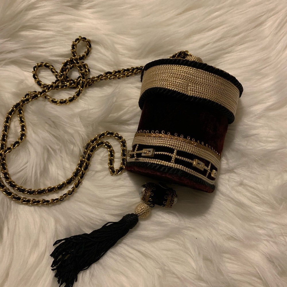 Half moon shaped evening bag